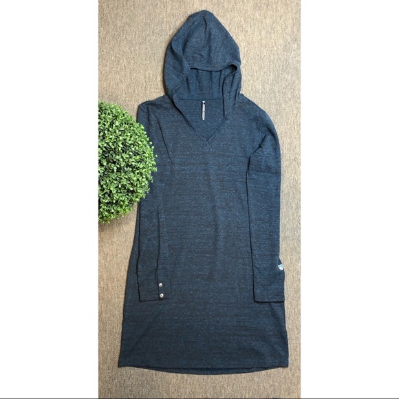 Kuhl Dresses & Skirts - KUHL hooded sweater dress long sleeve blue/black size M